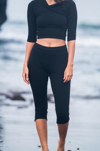 Yoga Crop Top & Capri Long Pants Set - Hanalei Swan Styles
